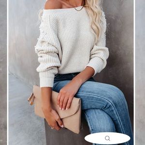 Cream embellished sweater